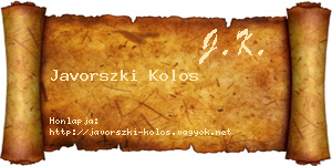 Javorszki Kolos névjegykártya